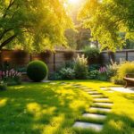 jardim pequeno com grama e flores