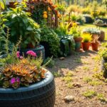 jardinagem com pneu
