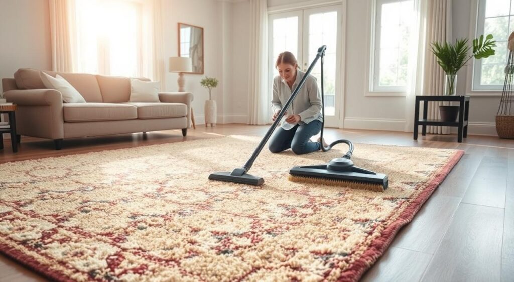 limpeza-de-tapete-1024x563 Melhor Tapete para Sala: Qual Cor, Tamanho e Material Escolher?