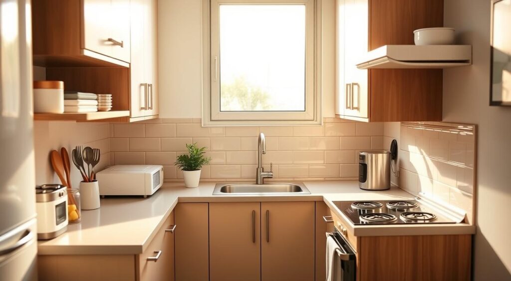 manutencao-de-espacos-pequenos-1024x563 Como deixar um quarto com cozinha pequeno funcional e lindo