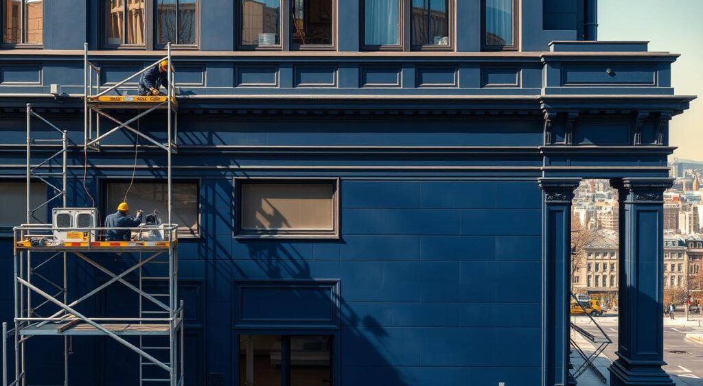 manutencao-de-fachadas-1024x563 Veja Como a Fachada Azul Marinho Dá Cara de Casa de Revista