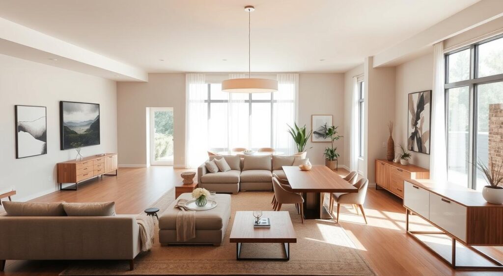 melhores-layouts-para-ambientes-integrados-1024x563 Decoração de interiores para sala de estar e jantar linda e barata
