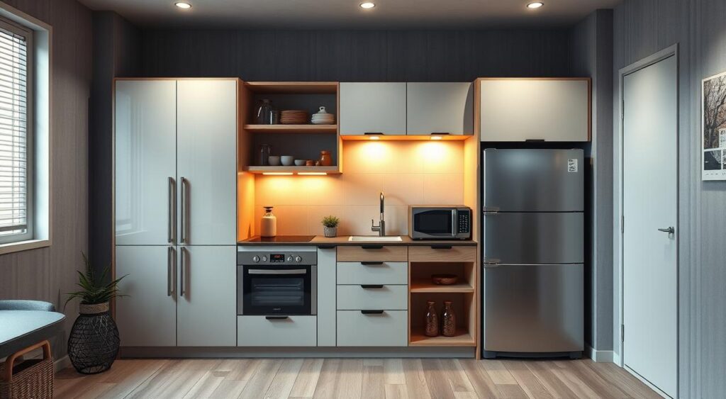 moveis-multifuncionais-1024x563 Como deixar um quarto com cozinha pequeno funcional e lindo
