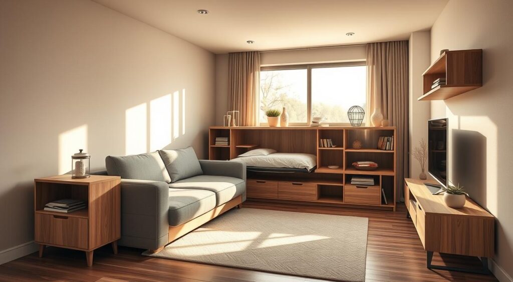moveis-multifuncionais-7-1024x563 Interiores de Casas Pequenas e Simples Que Parecem Maiores