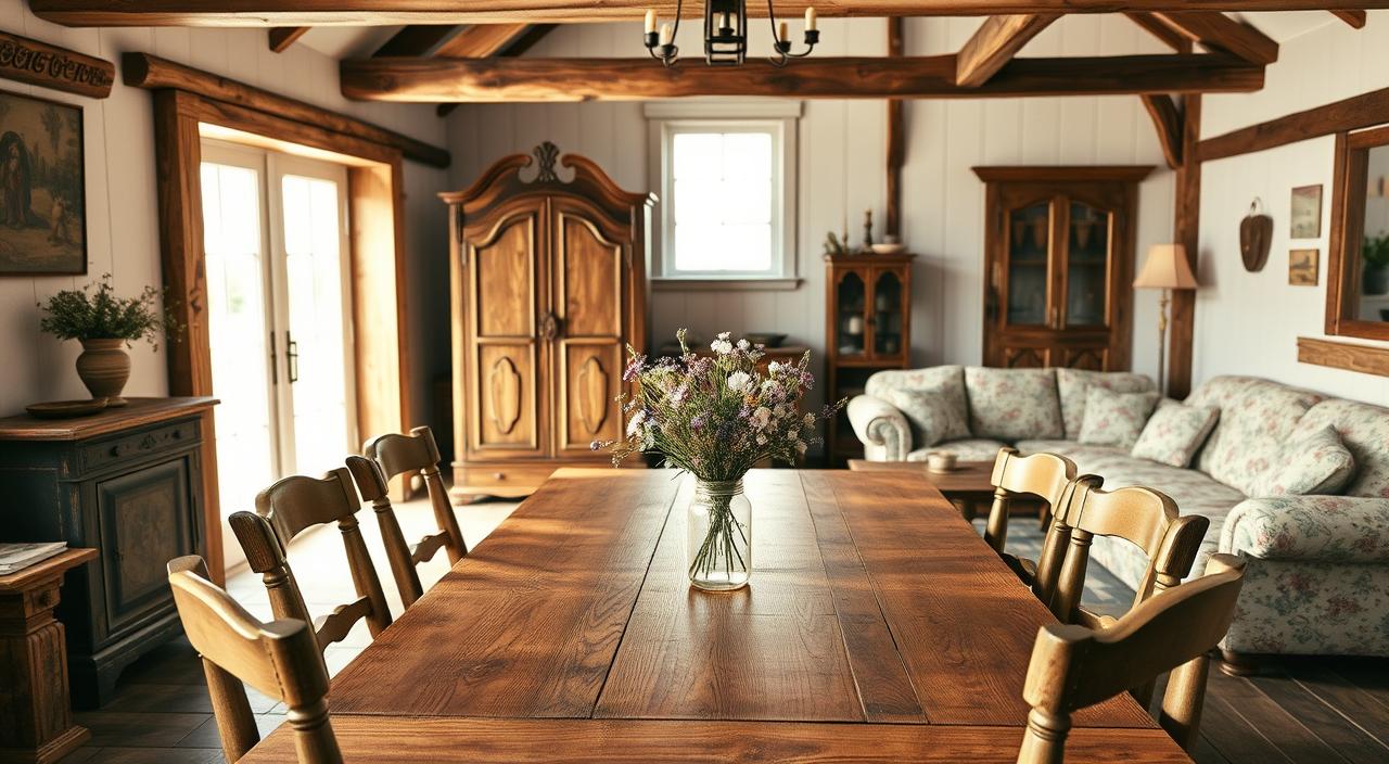 móveis rústicos e interiores estilo rural