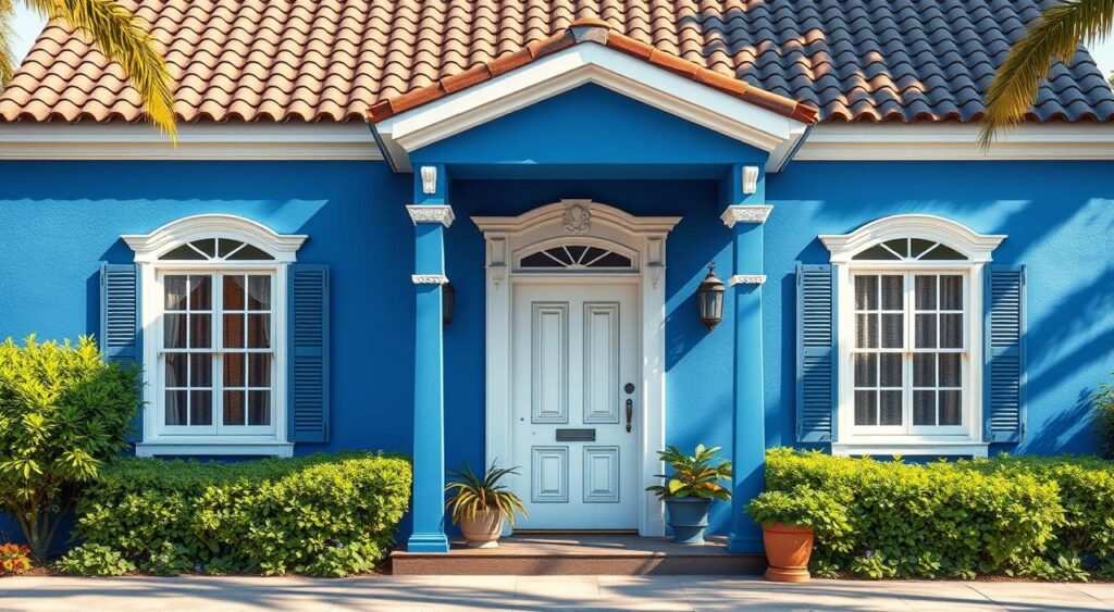 pintura-de-fachada-1024x563 Fachadas Incríveis: Veja Ideias Lindas de Casa com Fachada Azul