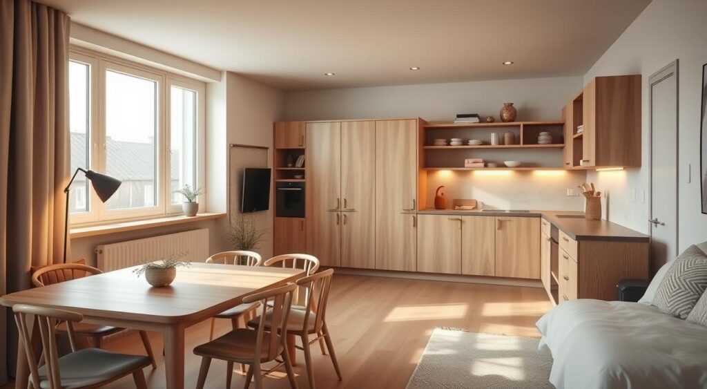 projetos-de-ambientes-integrados-1024x563 Como deixar um quarto com cozinha pequeno funcional e lindo