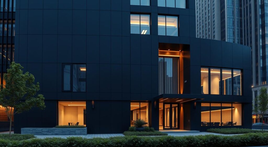 tendencias-arquitetonicas-de-fachadas-azul-marinho-1024x563 Veja Como a Fachada Azul Marinho Dá Cara de Casa de Revista