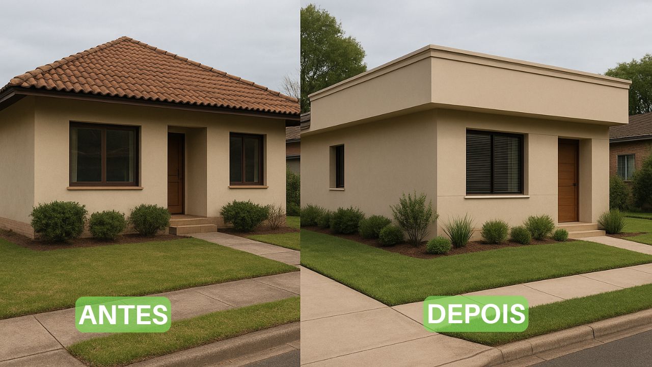 CASA COM TELHADO APARENTE E EMBUTIDO