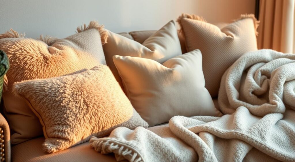 almofadas-e-mantas-1024x563 Decoração Aconchegante no Frio Pra Aquecer Seu Lar com Estilo