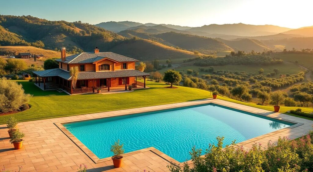 casas-de-campo-com-varanda-e-piscina-1024x563 Casas de Campo Fotos: 20 Inspirações e Estilos Lindos