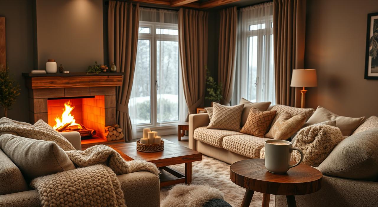decoração aconchegante no frio