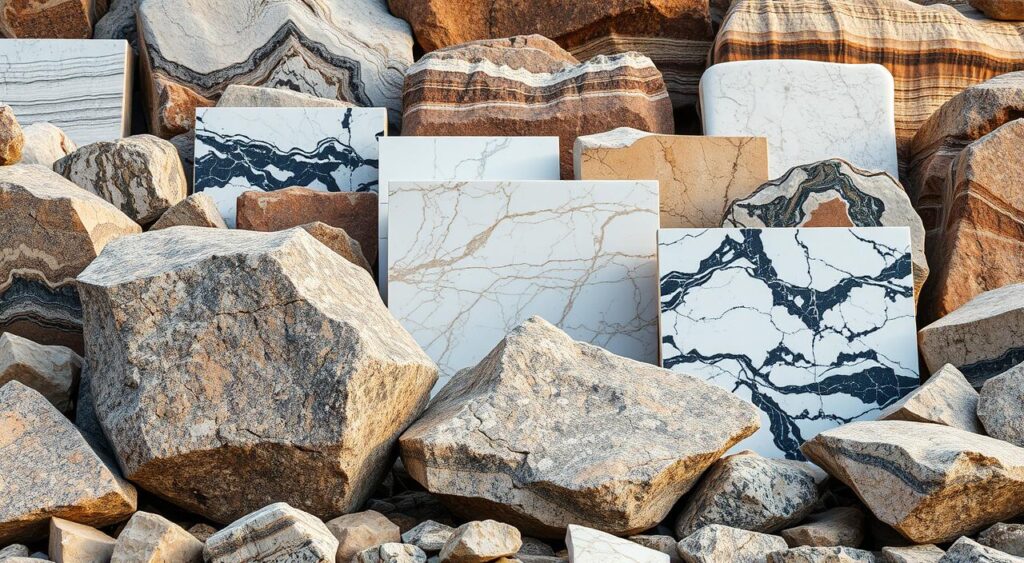 variedade-de-texturas-em-pedras-1024x563 Guia de Texturas de Pedras Naturais para Decoração