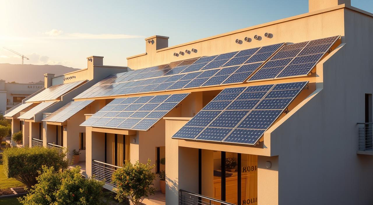 Fachadas com painéis solares
