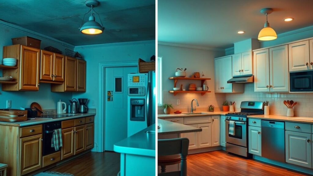 antes-e-depois-de-cozinhas-decoradas-e-reformadas-Ventrameli-Decor-7-1024x576 Fotos Incríveis de Antes e Depois de Cozinhas Reformadas e Decoradas