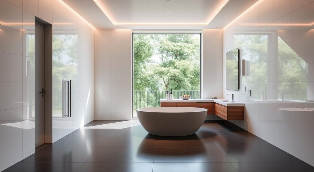 banheiros-modernos-1024x563 Inspiração: 12 Fotos de Banheiros Decorados Elegantes
