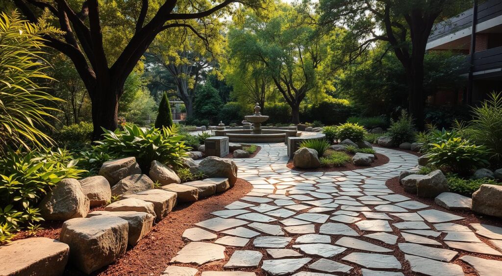 decoracao-externa-com-pedras-1024x563 Decoração de Jardim com Caminhos de Pedra Encantadores