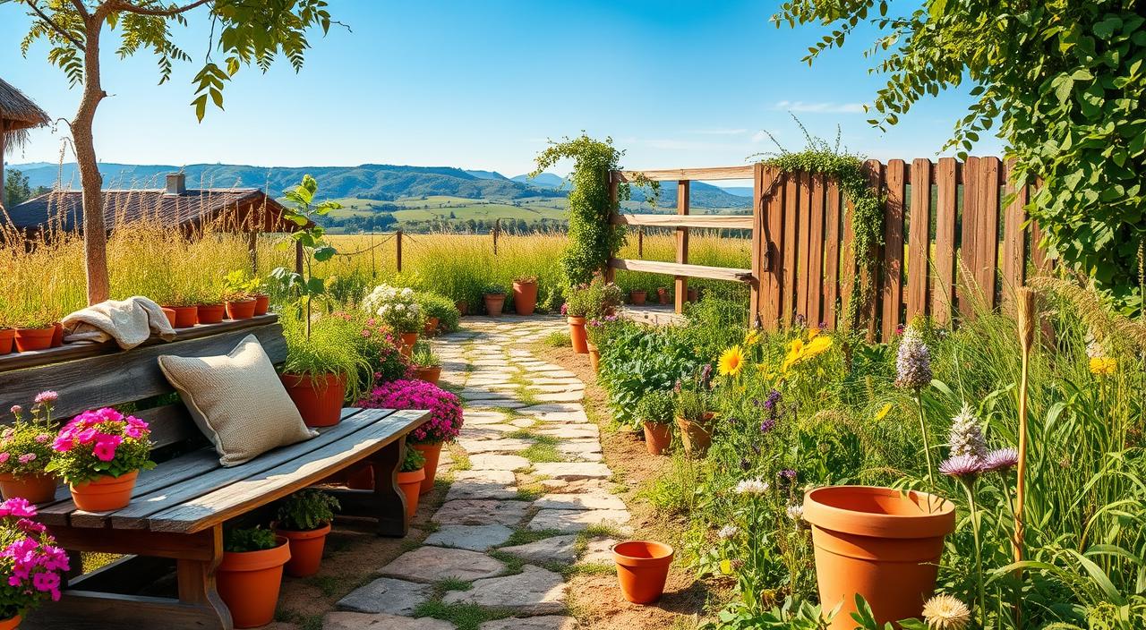 decoração rústica para jardim