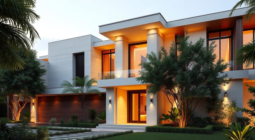 design-de-fachadas-de-casas-1024x563 Fachadas de Casa com Jardim Elegantes e Modernas
