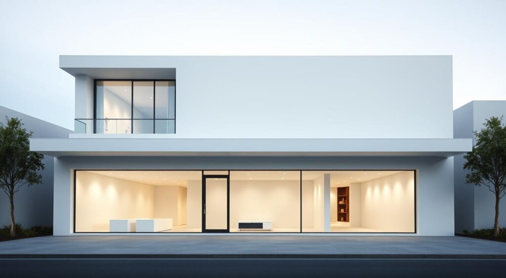 fachadas-clean-com-estilo-minimalista-1024x563 Fachadas com Platibanda: 20 Estilos Modernos e Elegantes