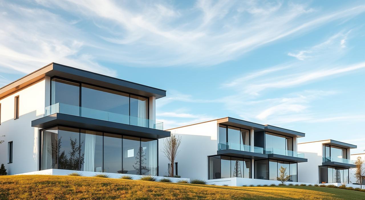 fachadas de casas com vidro na frente