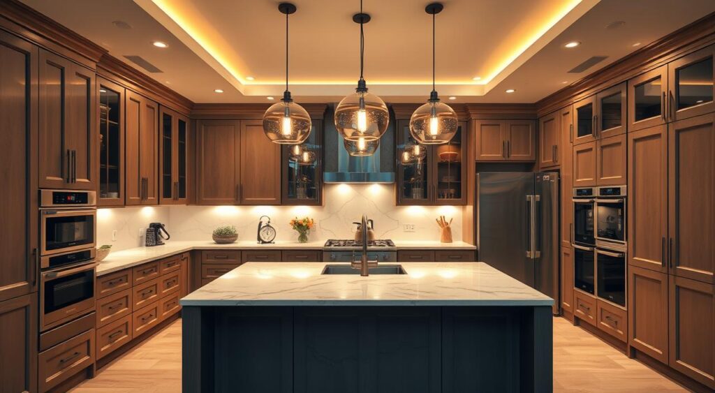 iluminacao-de-cozinha-1024x563 Cozinha Planejada com Ilha pra Te Inspirar a Ter a Sua