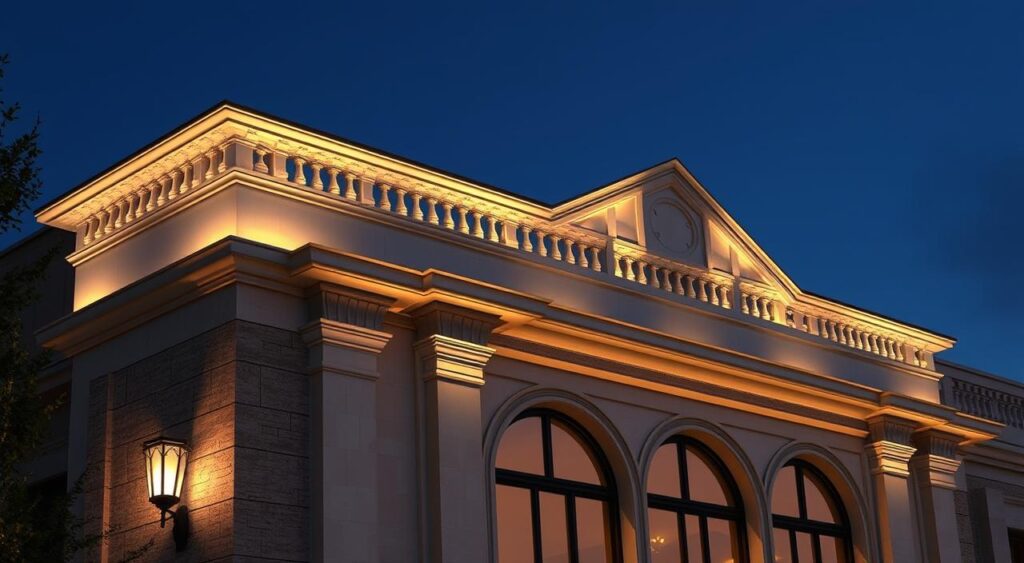 iluminacao-de-fachadas-1024x563 Fachadas com Platibanda: 20 Estilos Modernos e Elegantes