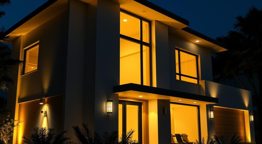iluminacao-na-fachada-1024x563 Fachadas de Casas Térreas Modernas que Vão te Inspirar Agora