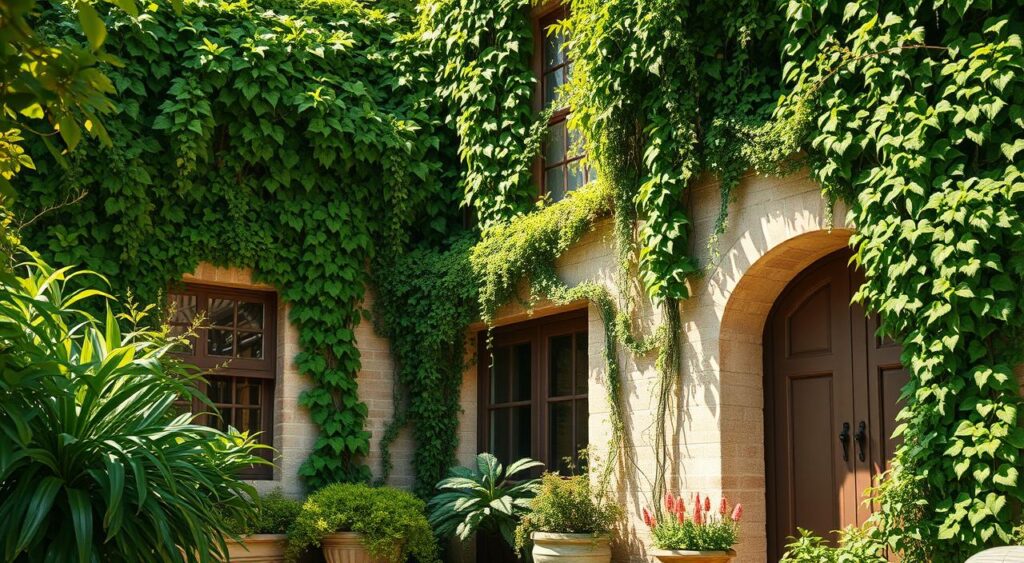 inspiracoes-para-fachadas-verdes-1024x563 Fachadas de Casas com Plantas: Tendência Verde e Natural