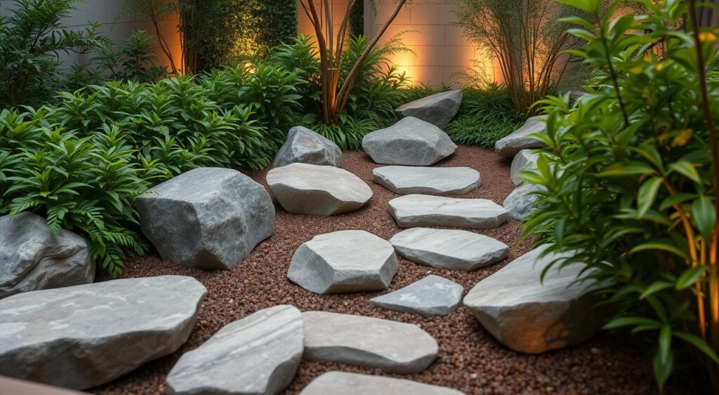 jardins-modernos-com-pedras-1024x563 Jardins com Pedras Ornamentais: Inspire-se com essas Fotos
