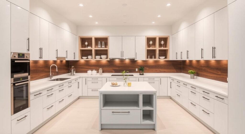 layout-de-cozinha-inteligente-com-armazenamento-eficaz-1024x563 Cozinha Planejada Pequena com Fotos pra Você se Inspirar