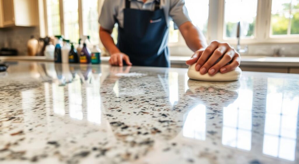 manutencao-de-granito-1024x563 Granito Preto e Branco | Beleza e Sofisticação na Cozinha | 5 Modelos que Valem a Pena Escolher