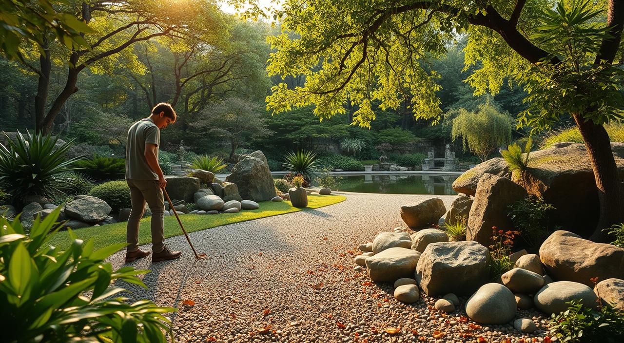 manutenção do jardim de pedras