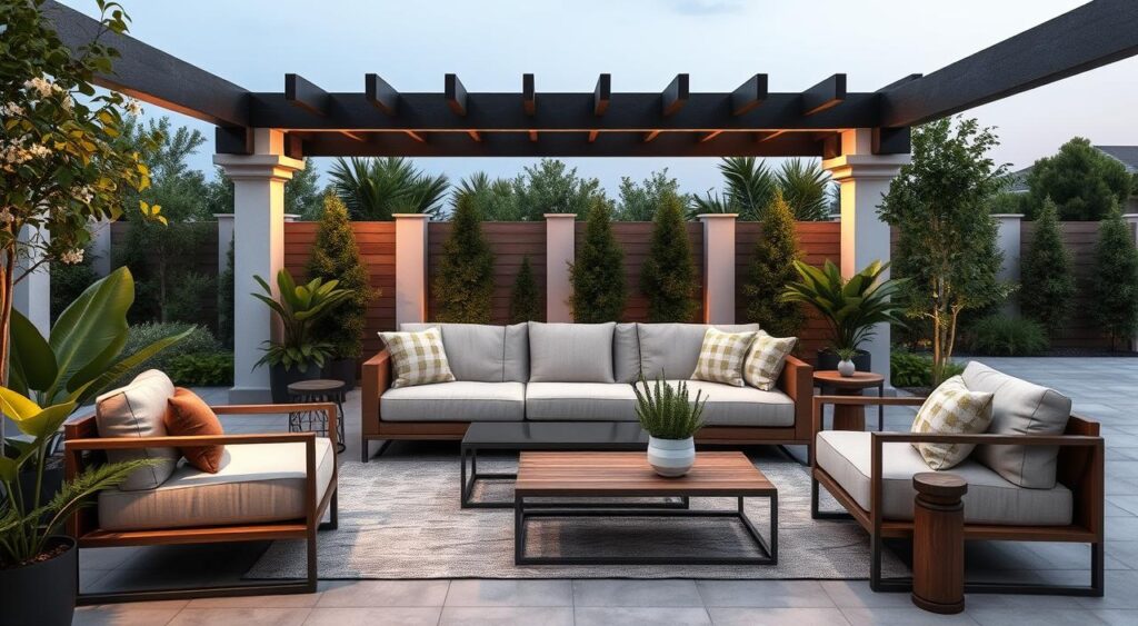 mobiliario-para-pergolado-1024x563 Pergolado no Terraço: 10 Modelos Lindos e Elegantes
