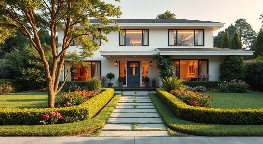 modelos-de-casas-com-jardim-na-entrada-1024x563 Inspiração: 20 Fotos de Casas com Jardim na Frente