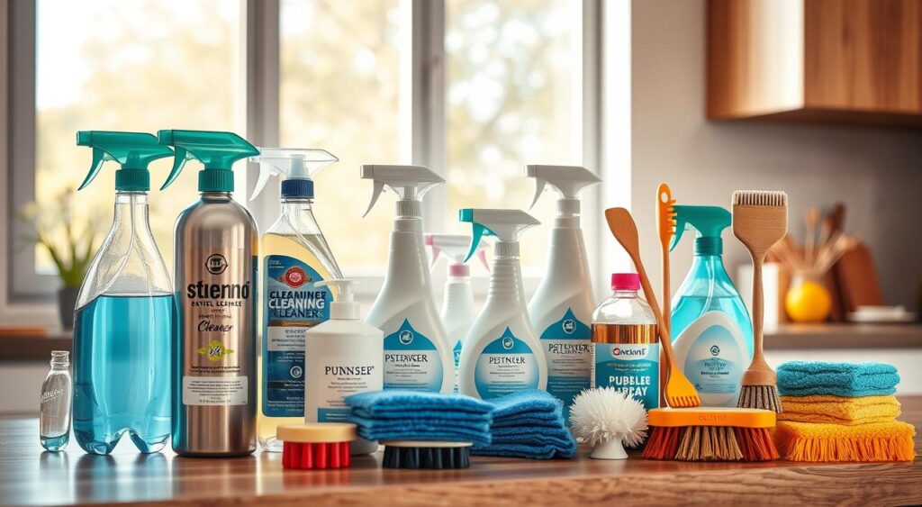 produtos-para-limpar-cozinha-1024x563 Guia Prático com 10 Dicas de Como Limpar a Cozinha Sem Sofrer