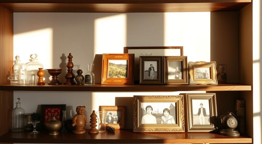 souvenirs-de-viagens-e-porta-retratos-decorativos-na-estante-1024x563 Como Decorar a Estante com Estilo e Criatividade