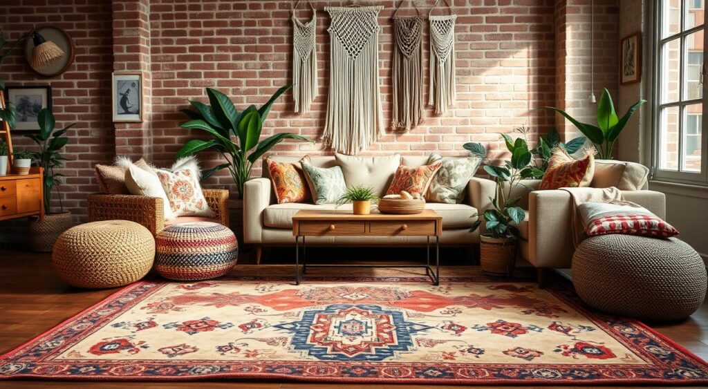 tapetes-boho-1024x563 Como Montar uma Sala de Estar Boho Incrível Sem Gastar Muito