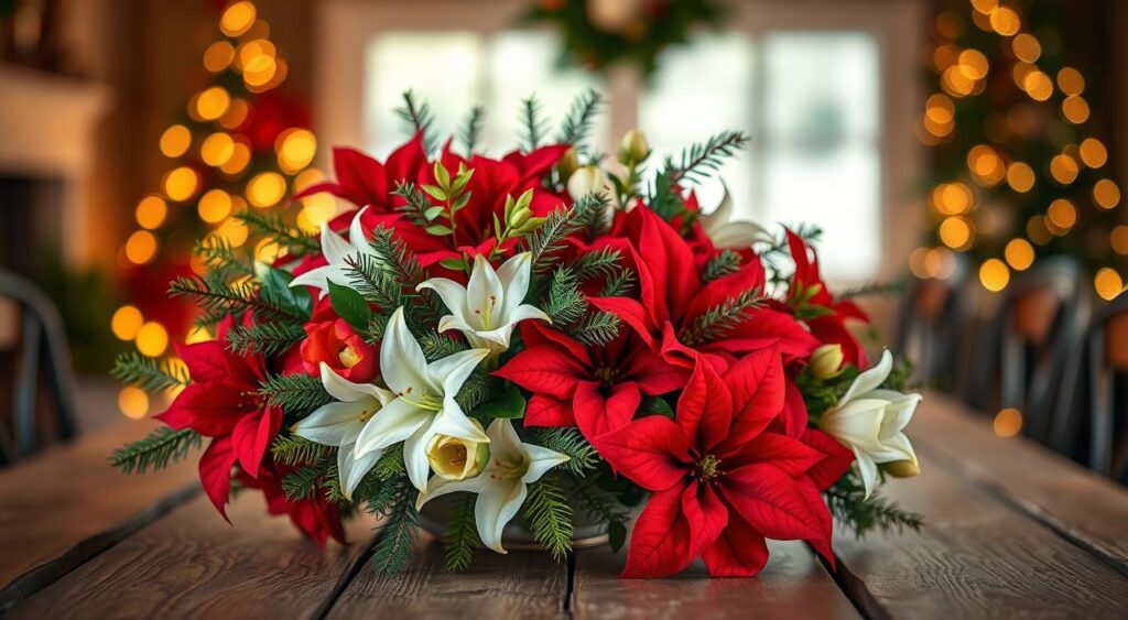 arranjos-de-flores-para-mesa-de-natal-1024x563 Mesa de Natal Simples e Maravilhosa pra Melhor Época do Ano