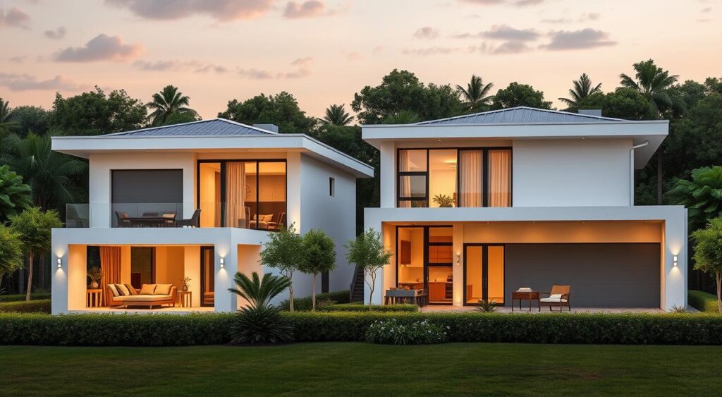 casas-contemporaneas-com-telhado-embutido-1024x563 Casa com Telhado Embutido: Platibanda com Design Moderno