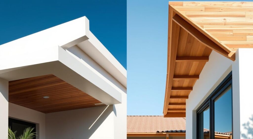 comparacao-entre-platibanda-e-beiral-1024x563 Casa com Telhado Embutido: Platibanda com Design Moderno