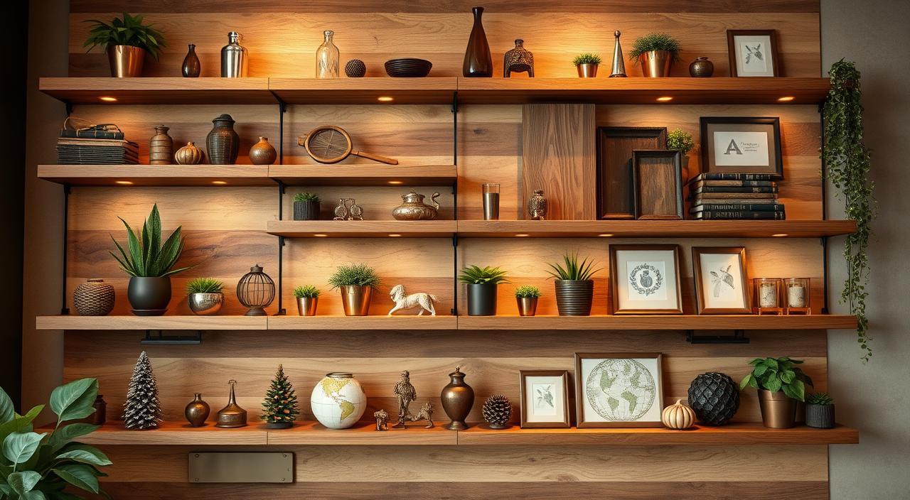 decoração em prateleiras