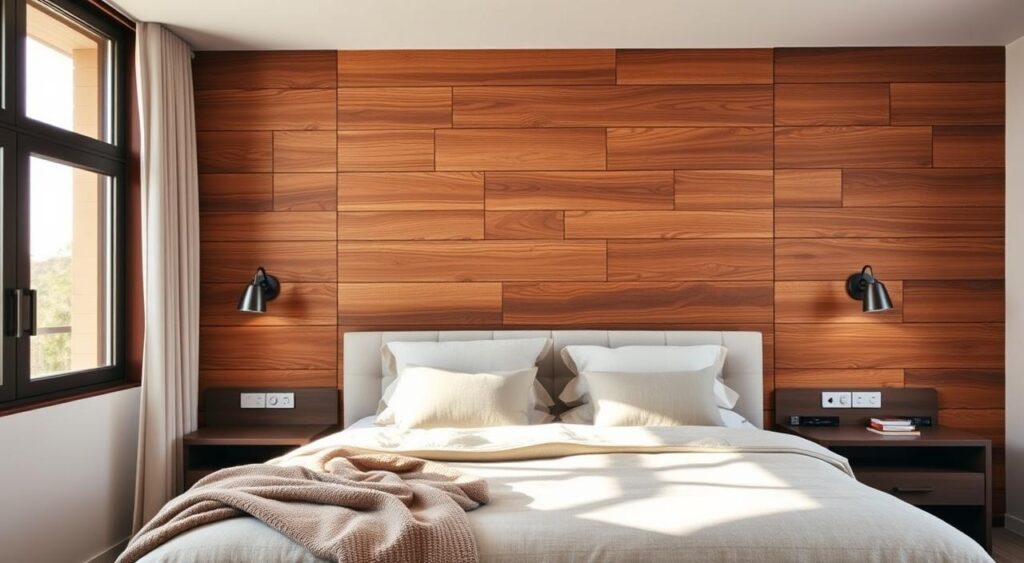 ideias-de-painel-de-madeira-para-quarto-1024x563 Painel de Madeira no Quarto: Muito Estilo e Conforto