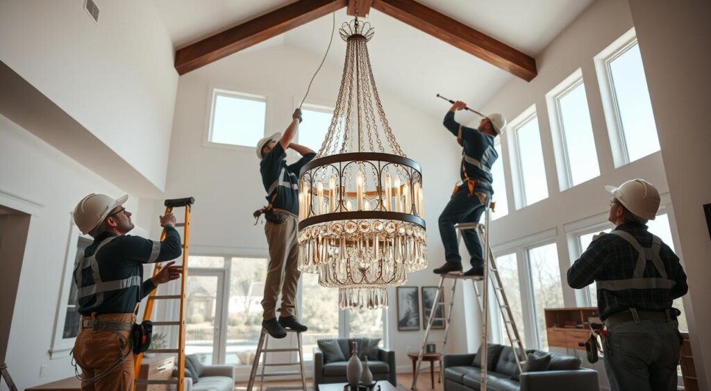 instalacao-de-lustres-1024x563 Lustres Modernos para Sala são um Luxo que Cabe sim no seu Bolso!