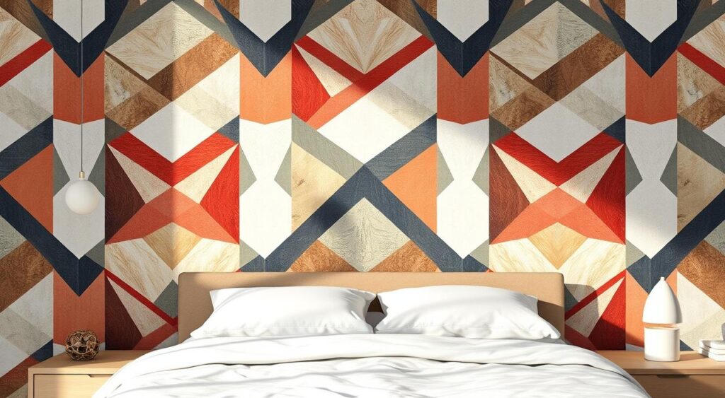 papel-de-parede-geometrico-1024x563 Quartos Decorados de Papel de Parede: Lindo e Fácil de Fazer