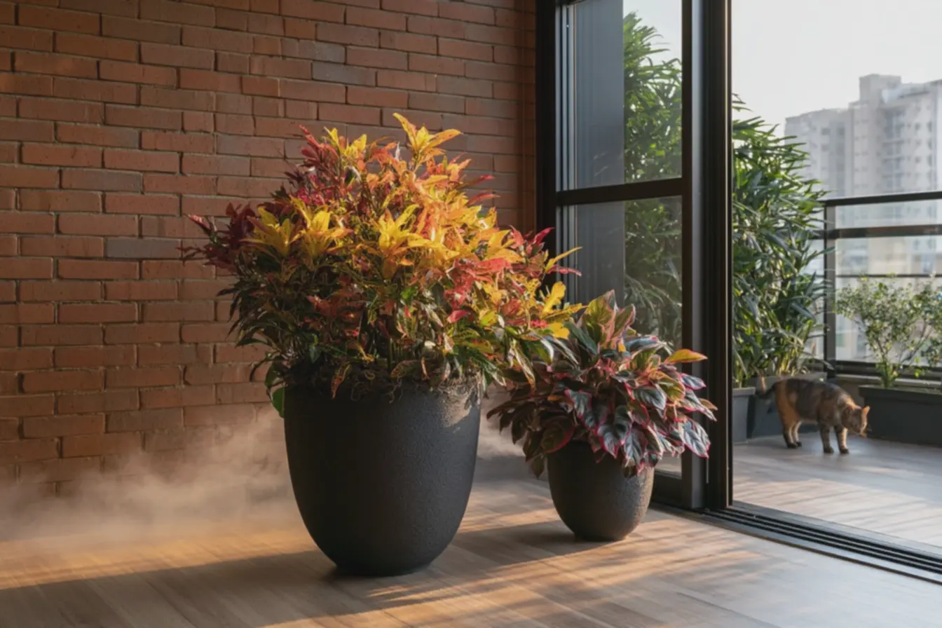 ambiente-interno-com-parede-de-tijolos-vermelhos-e-piso-de-madeira-clara-complantas-coloridas Essas são as plantas com folhagens coloridas que estão fazendo sucesso esse ano ambiente-interno-com-parede-de-tijolos-vermelhos-e-piso-de-madeira-clara-complantas-coloridas Essas são as plantas com folhagens coloridas que estão fazendo sucesso esse ano