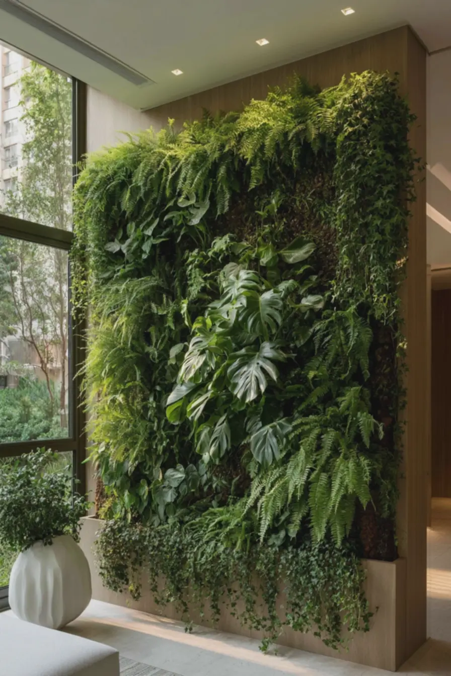 ambiente-residencial-com-parede-verde-luminosidade-natural-plantas-variadas-evaso-moderno-de-ceramica-branca O verde que conquista: ideias para criar paredes vivas que parecem verdadeiros refúgios naturais ambiente-residencial-com-parede-verde-luminosidade-natural-plantas-variadas-evaso-moderno-de-ceramica-branca O verde que conquista: ideias para criar paredes vivas que parecem verdadeiros refúgios naturais
