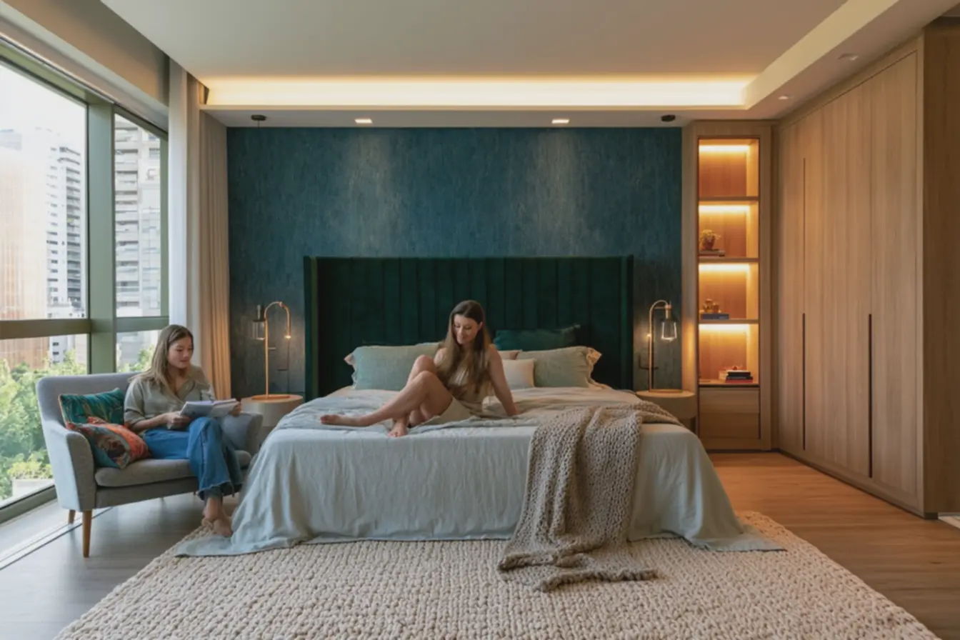 ambiente-sofisticado-com-abajures-dourados-fita-led-amarela-e-guarda-roupas-comportas-de-correr-em-madeira-clara Como ter um quarto de casal lindo e elegante? Veja as dicas da decoradora. ambiente-sofisticado-com-abajures-dourados-fita-led-amarela-e-guarda-roupas-comportas-de-correr-em-madeira-clara Como ter um quarto de casal lindo e elegante? Veja as dicas da decoradora.