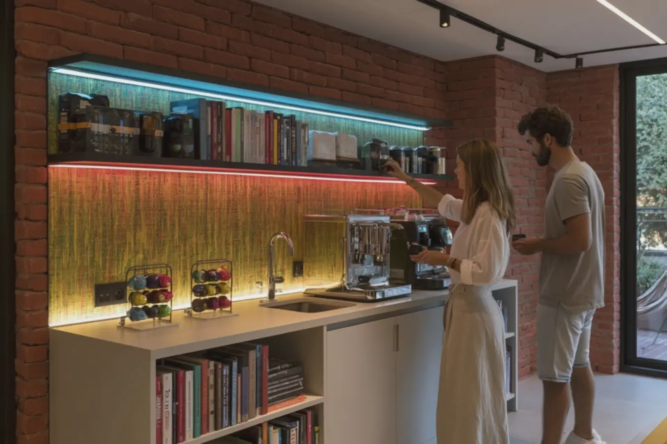 balcao-multiuso-branco-com-prateleiras-abertas-exibindo-livros-e-colecoes-decapsulas-coloridas O canto do café evoluiu: agora ele precisa ser bonito, prático e integrado à decoração balcao-multiuso-branco-com-prateleiras-abertas-exibindo-livros-e-colecoes-decapsulas-coloridas O canto do café evoluiu: agora ele precisa ser bonito, prático e integrado à decoração