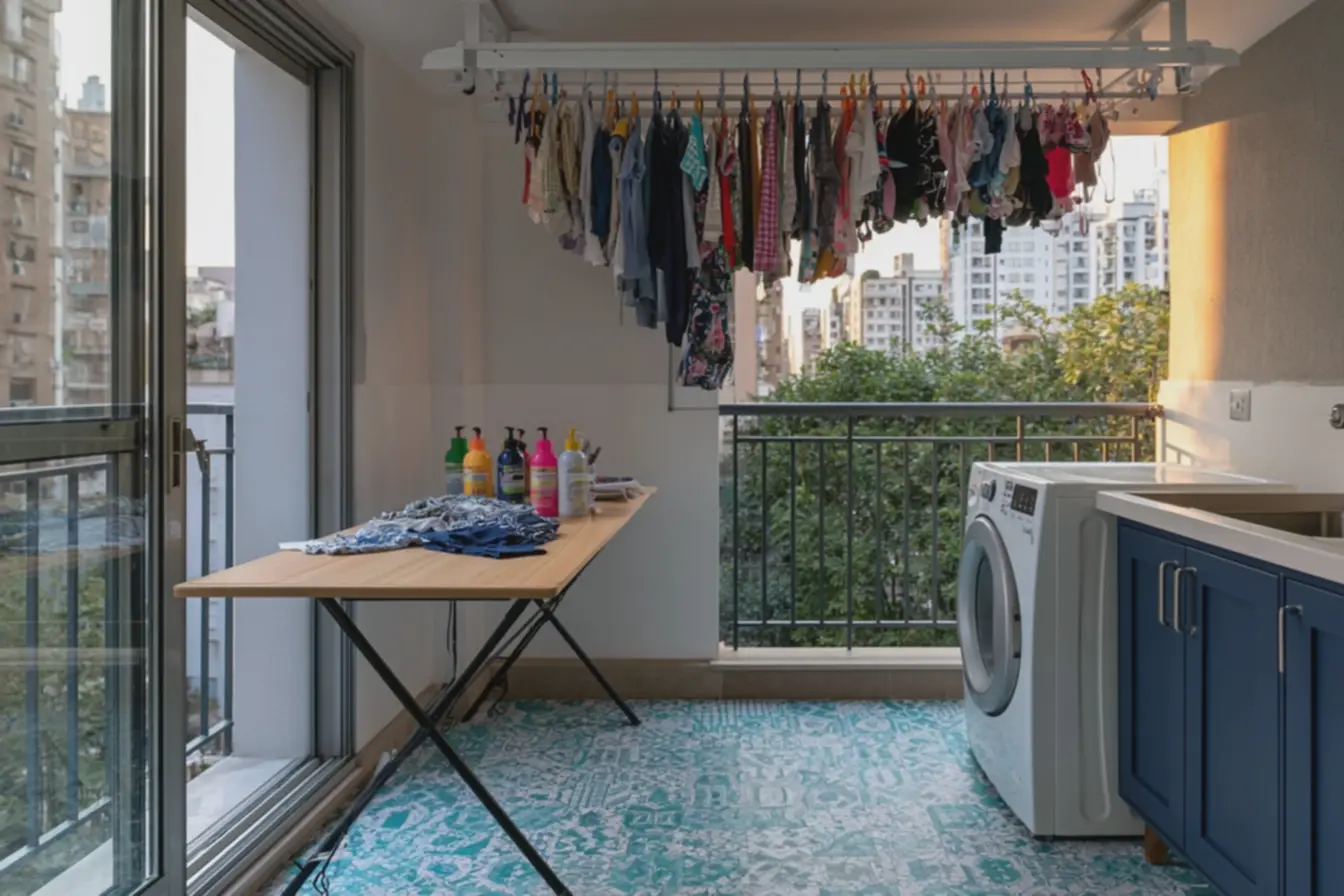 bancada-dobravel-de-madeira-clara-com-suporte-metalico-preto-aberta-paraorganizacao-de-roupas-e-produtos Chega de lavanderia improvisada: ideias simples para deixar o espaço bonito e funcional bancada-dobravel-de-madeira-clara-com-suporte-metalico-preto-aberta-paraorganizacao-de-roupas-e-produtos Chega de lavanderia improvisada: ideias simples para deixar o espaço bonito e funcional
